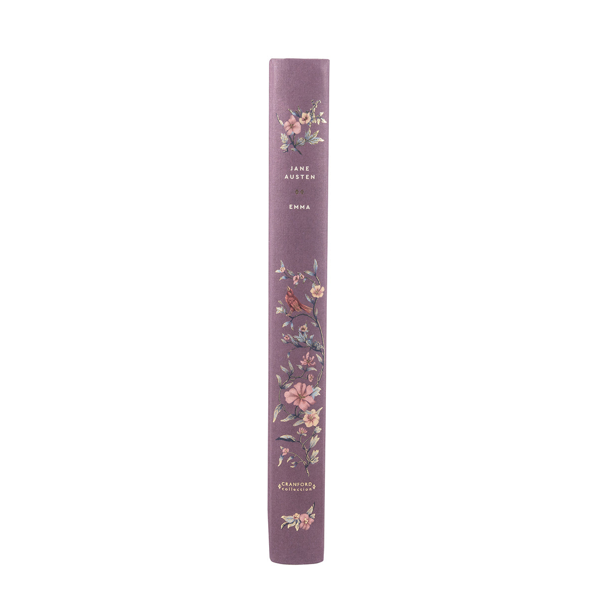 Spine decorated with 'Jane Austen', 'Emma' and Cranford Collection with cherry blossoms and songbirds.