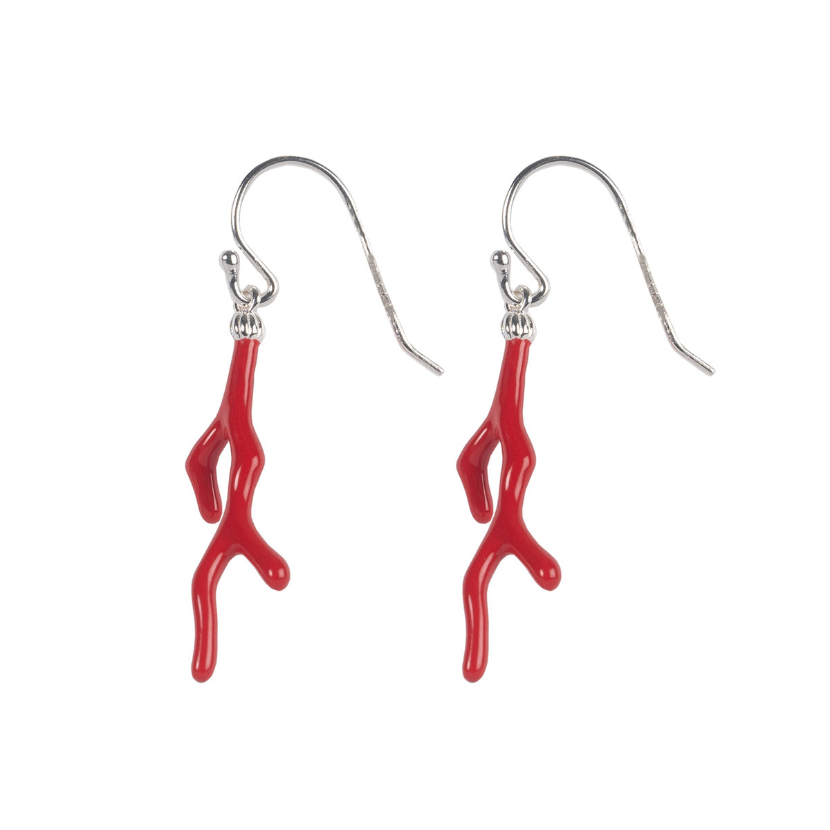 Emma Coral Branch Earrings that look like pieces of red coral