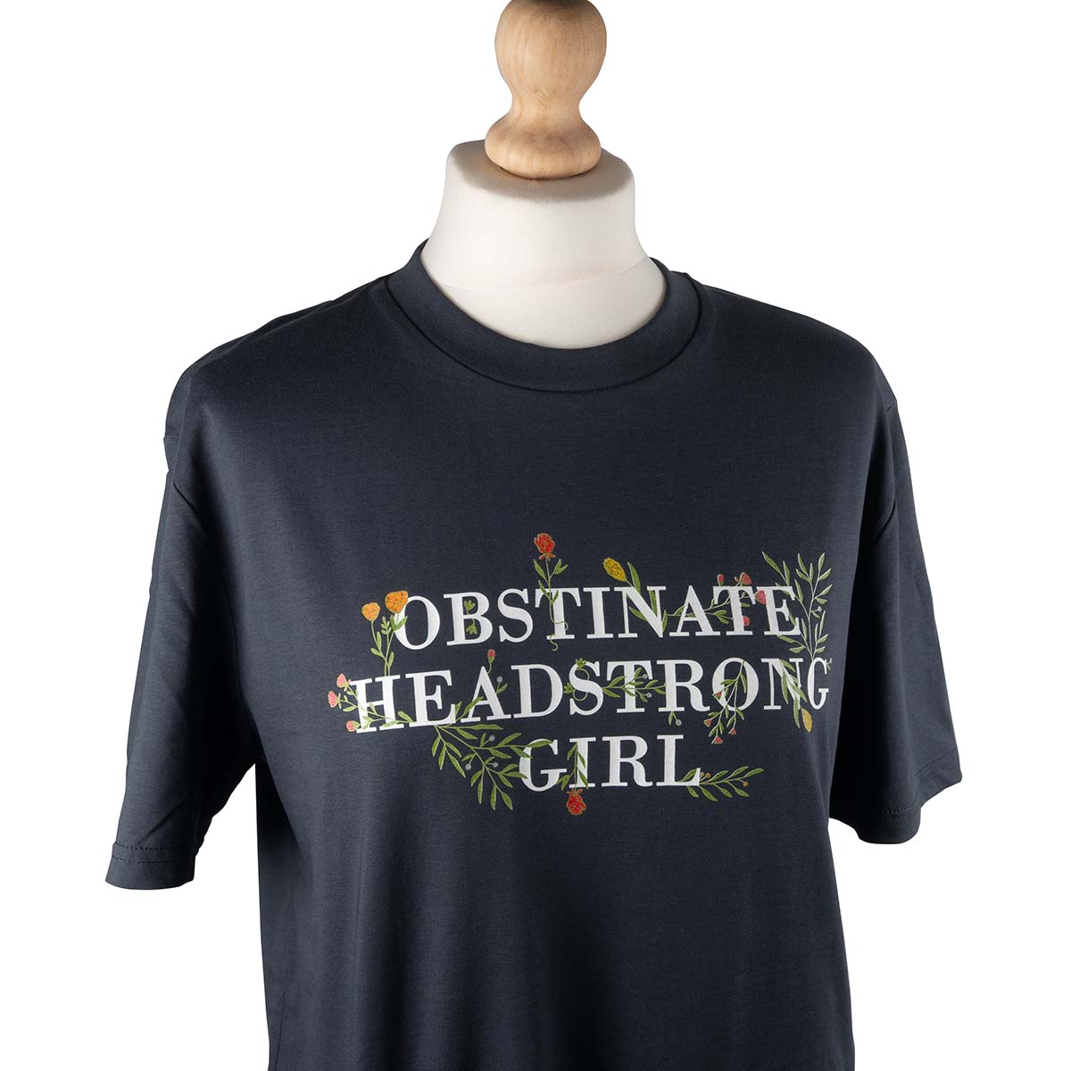 Floral "Obstinate Headstrong Girl" T-Shirt in Black