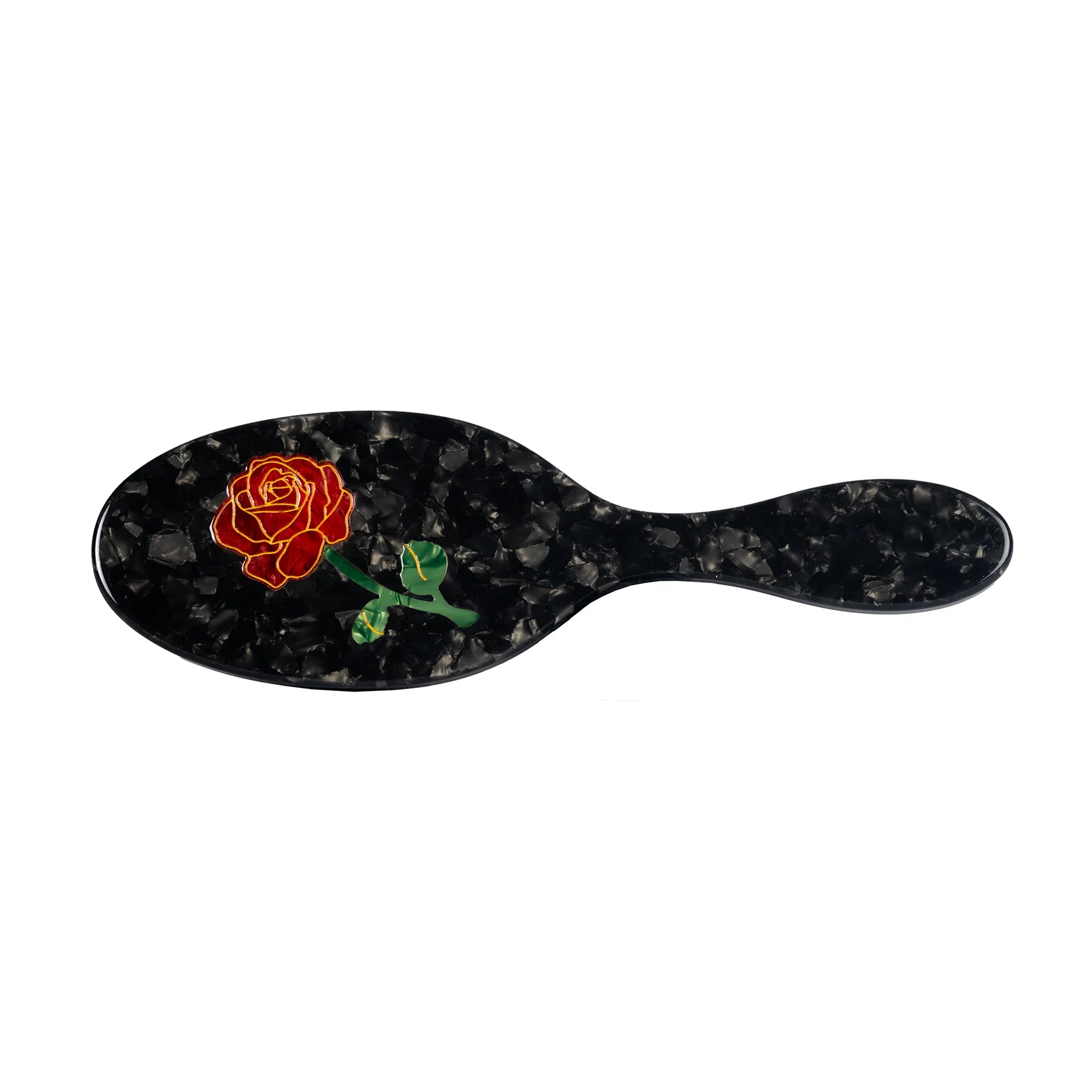 Hand Painted Rose Stem Hair Brush