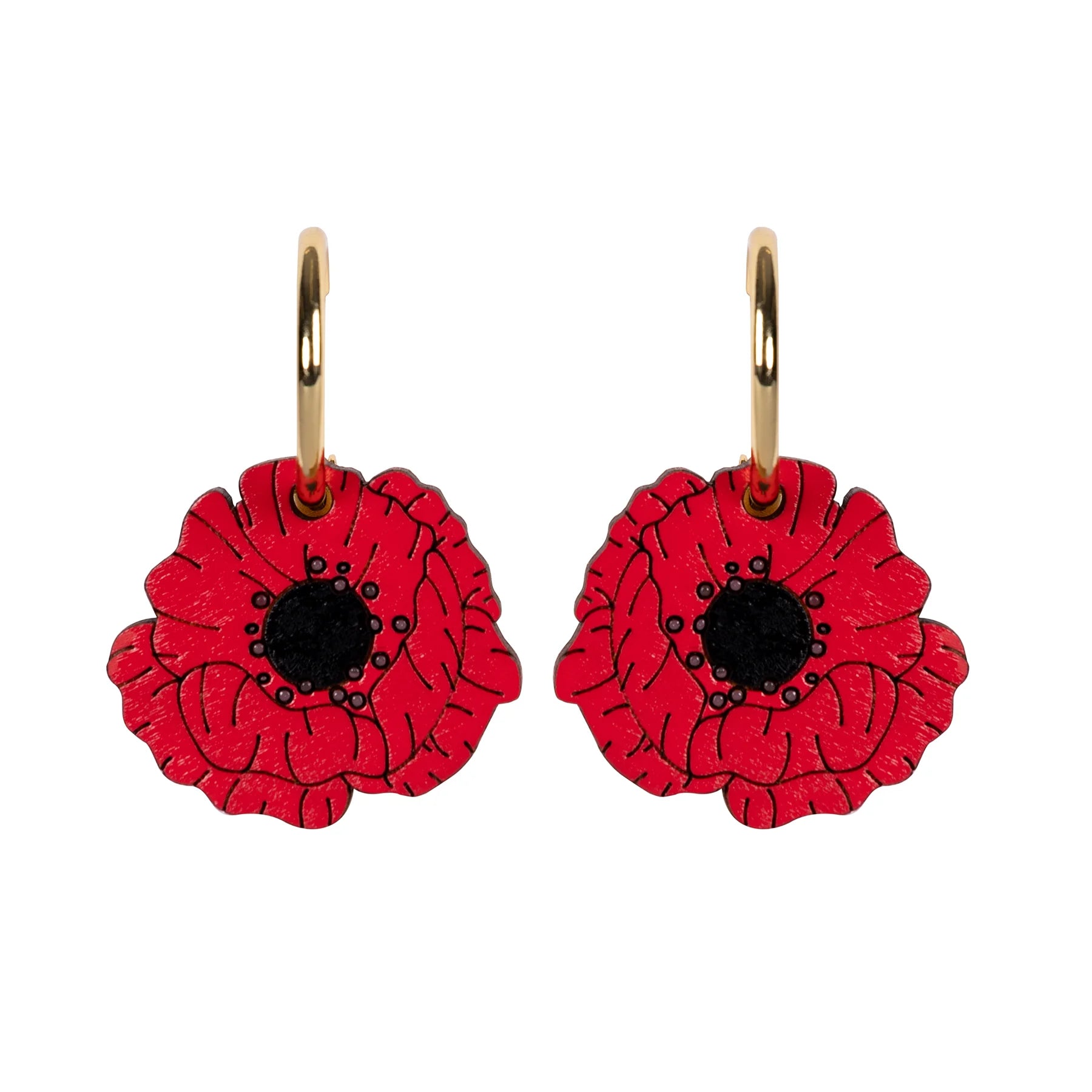 Red Poppy Flower Earrings