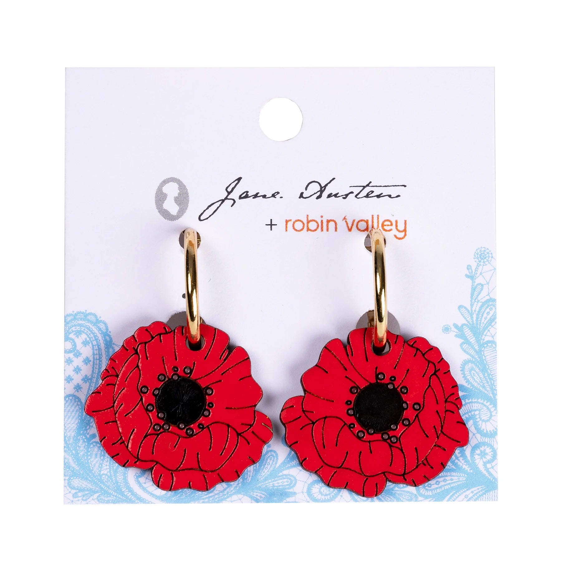 Hand-painted Poppy Flower Earrings