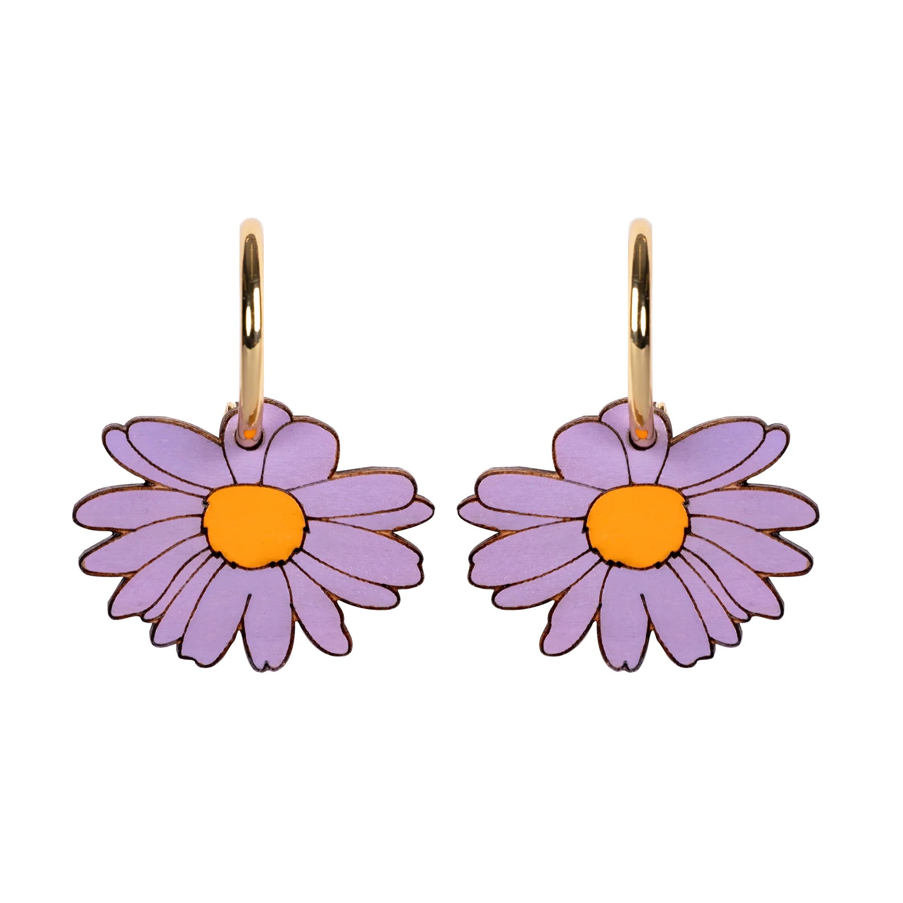 Hand-painted Purple Daisy Earrings