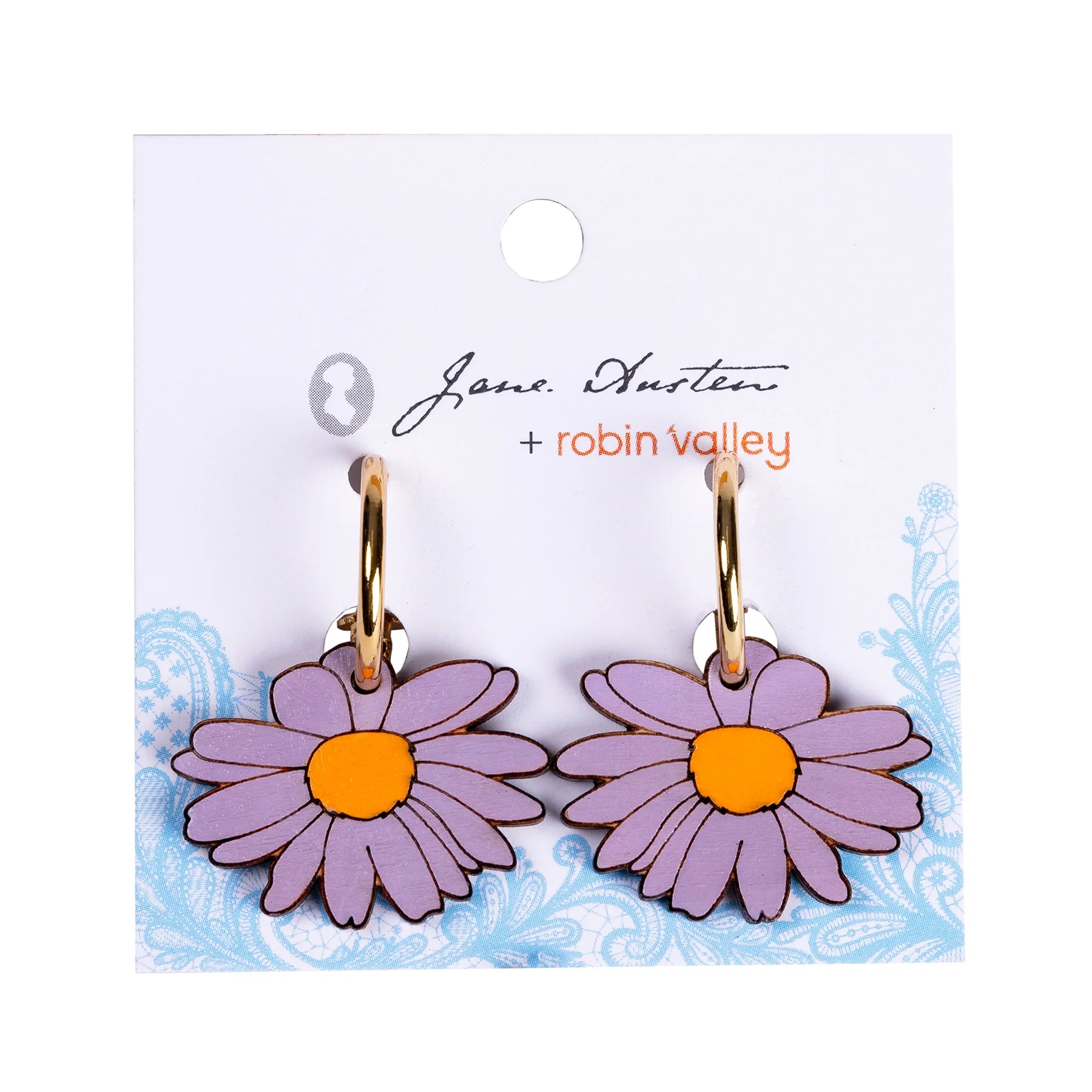 Hand-painted Purple Daisy Earrings