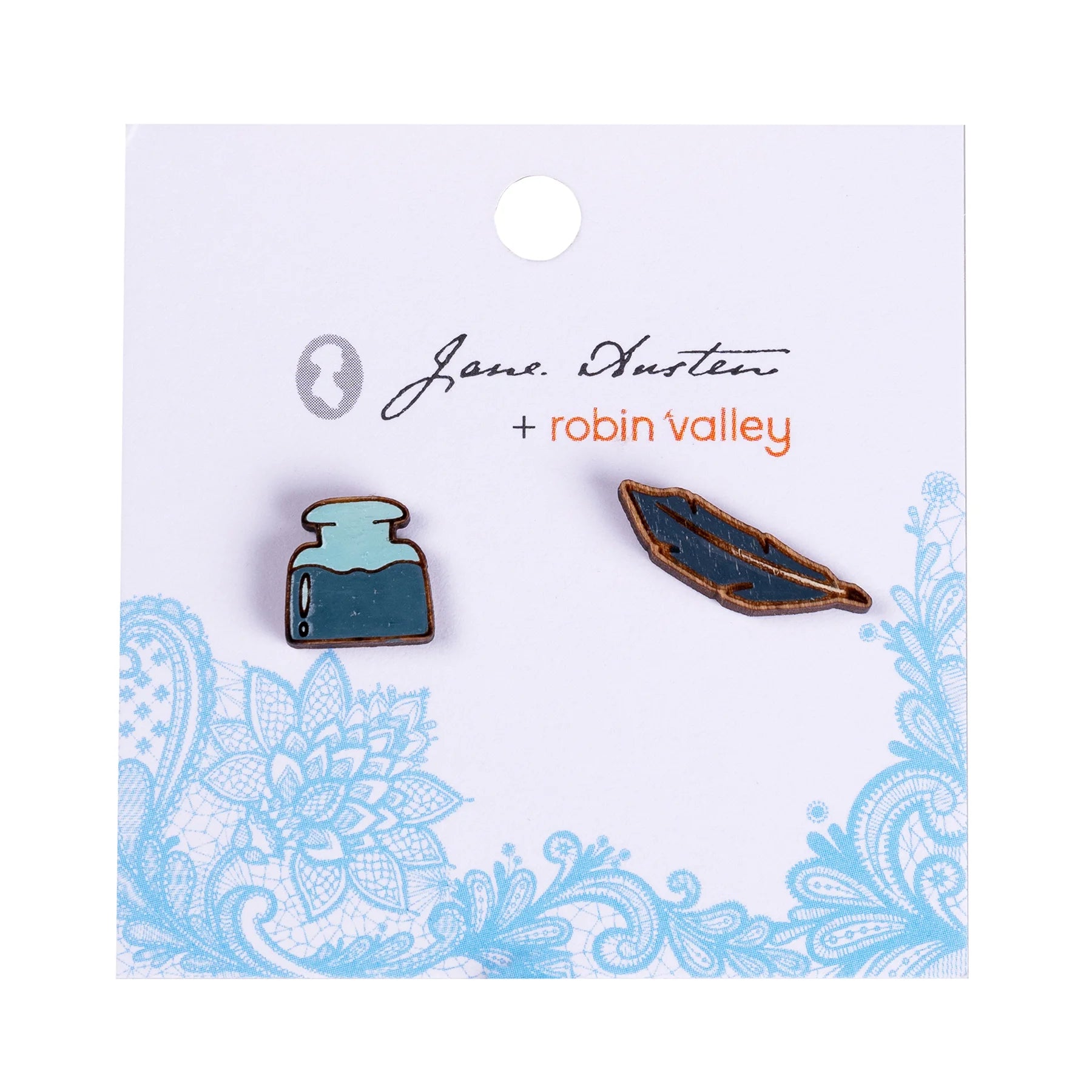 Hand-painted Quill and Ink Earrings