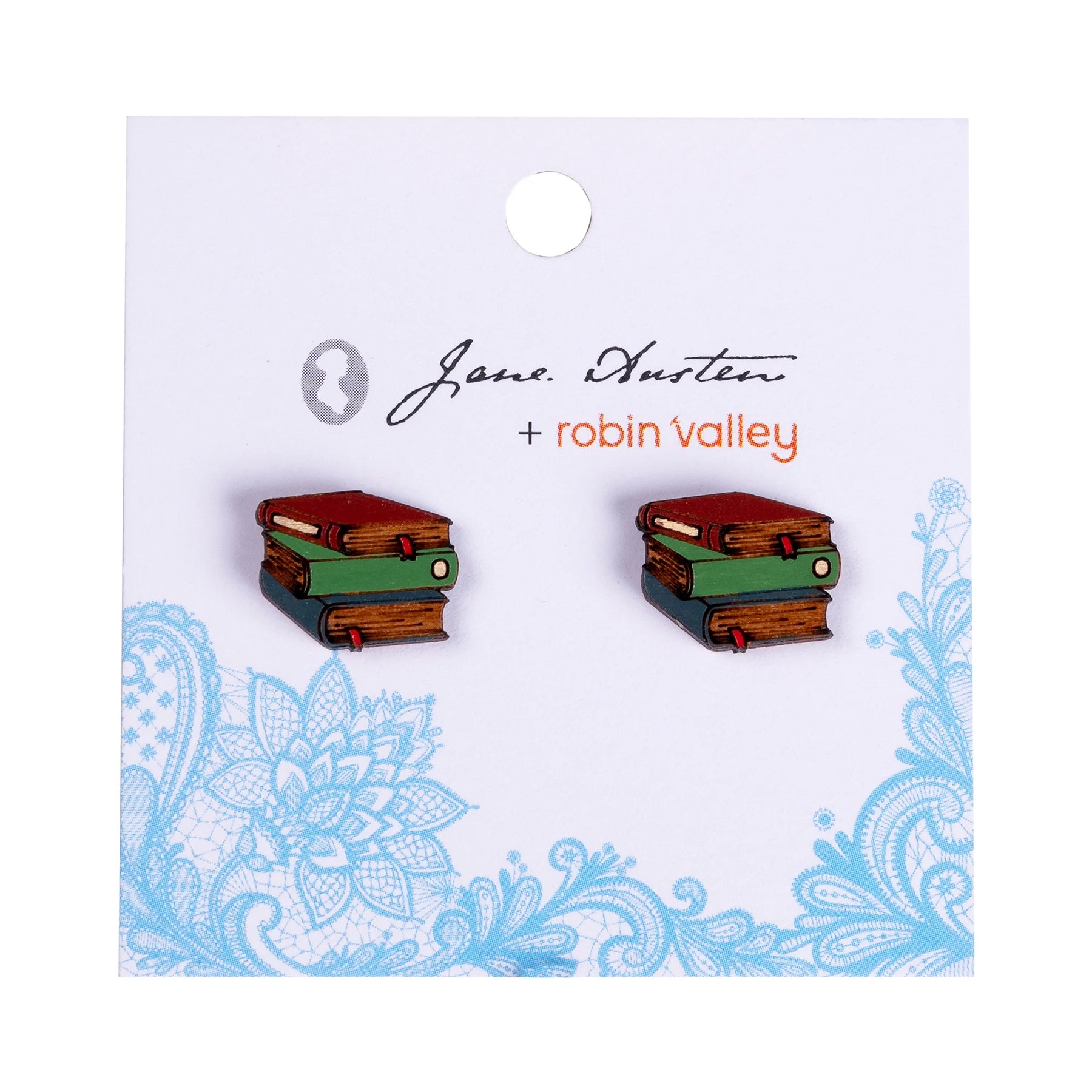 Hand-painted Stacking Books Earrings