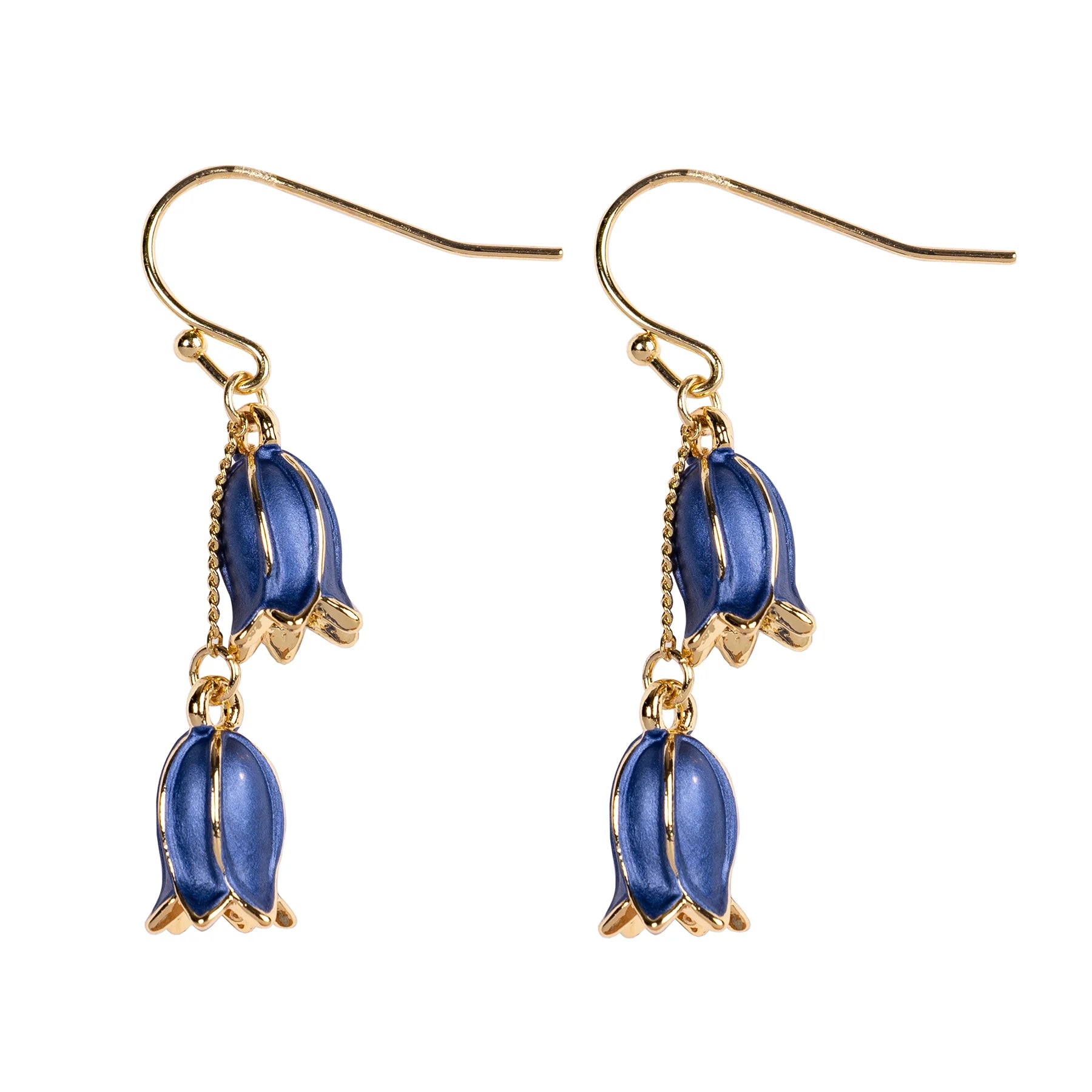 Hartfield Handcrafted Bluebell Earrings in Gold