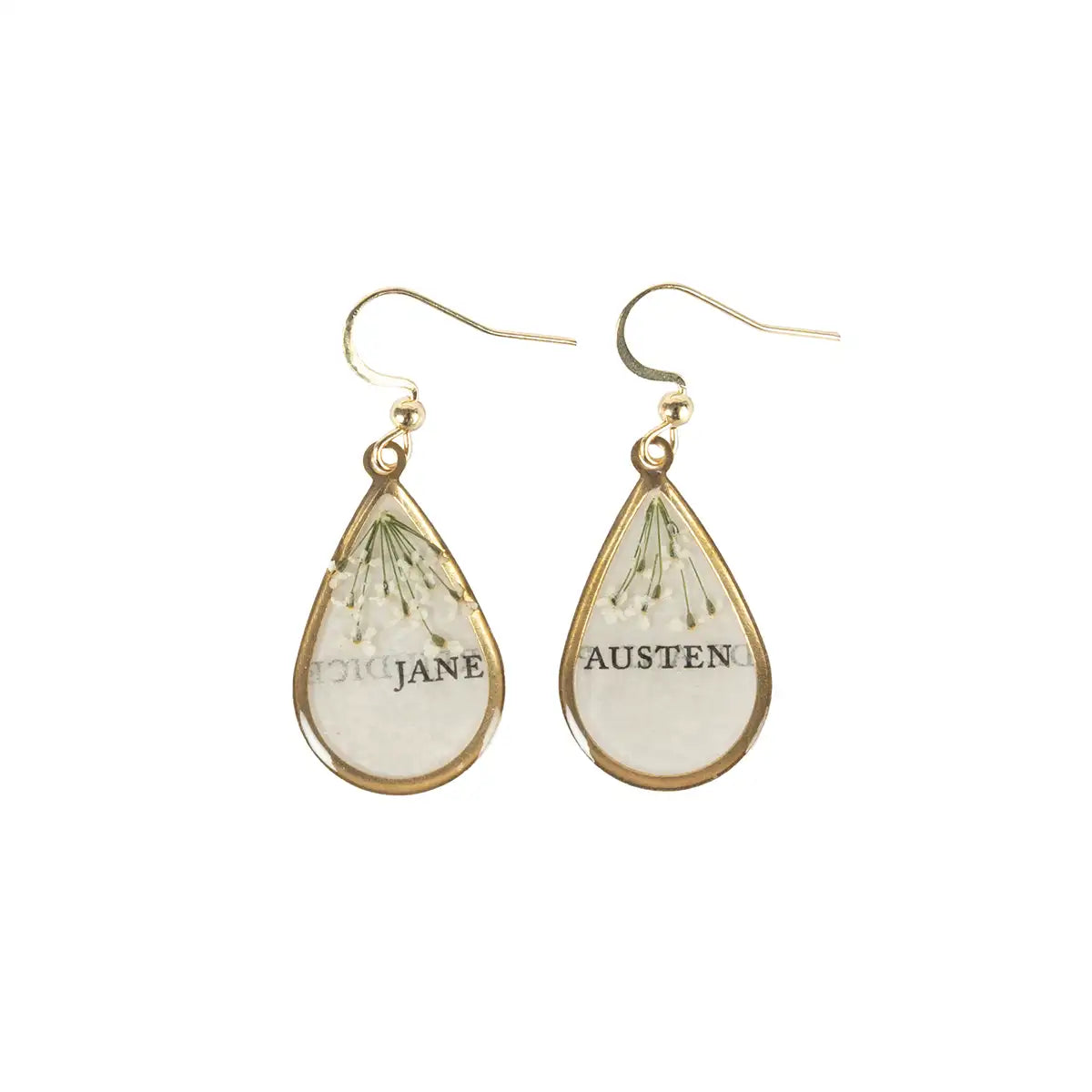 Jane Austen Book Page Teardrop Earring