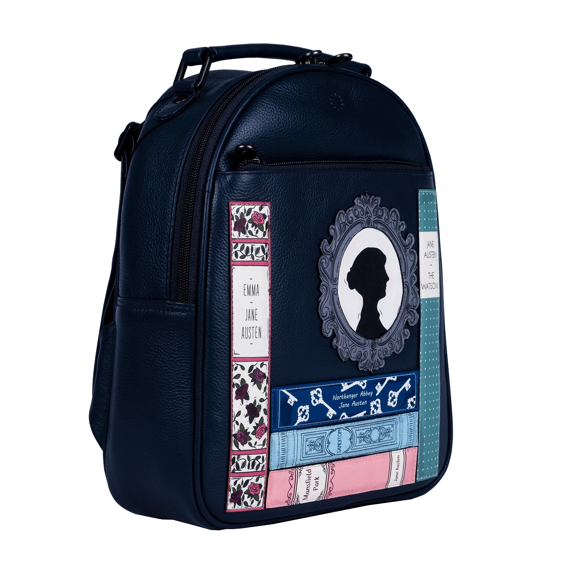 Jane Austen Books Design Backpack in Navy