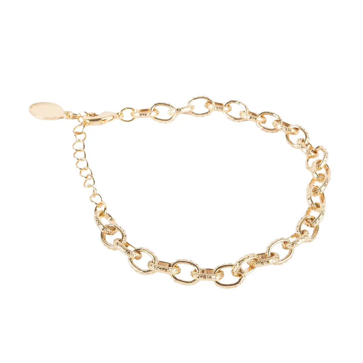 Gold chain bracelet on a white background