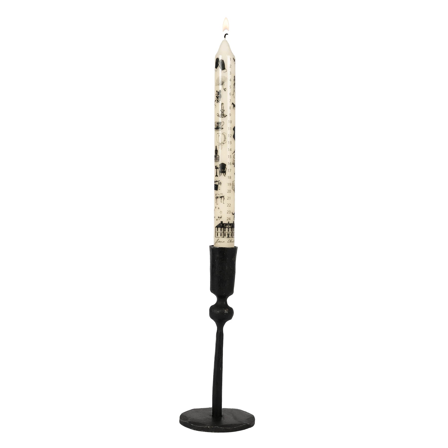 Christmas Advent Candle in a black candle holder