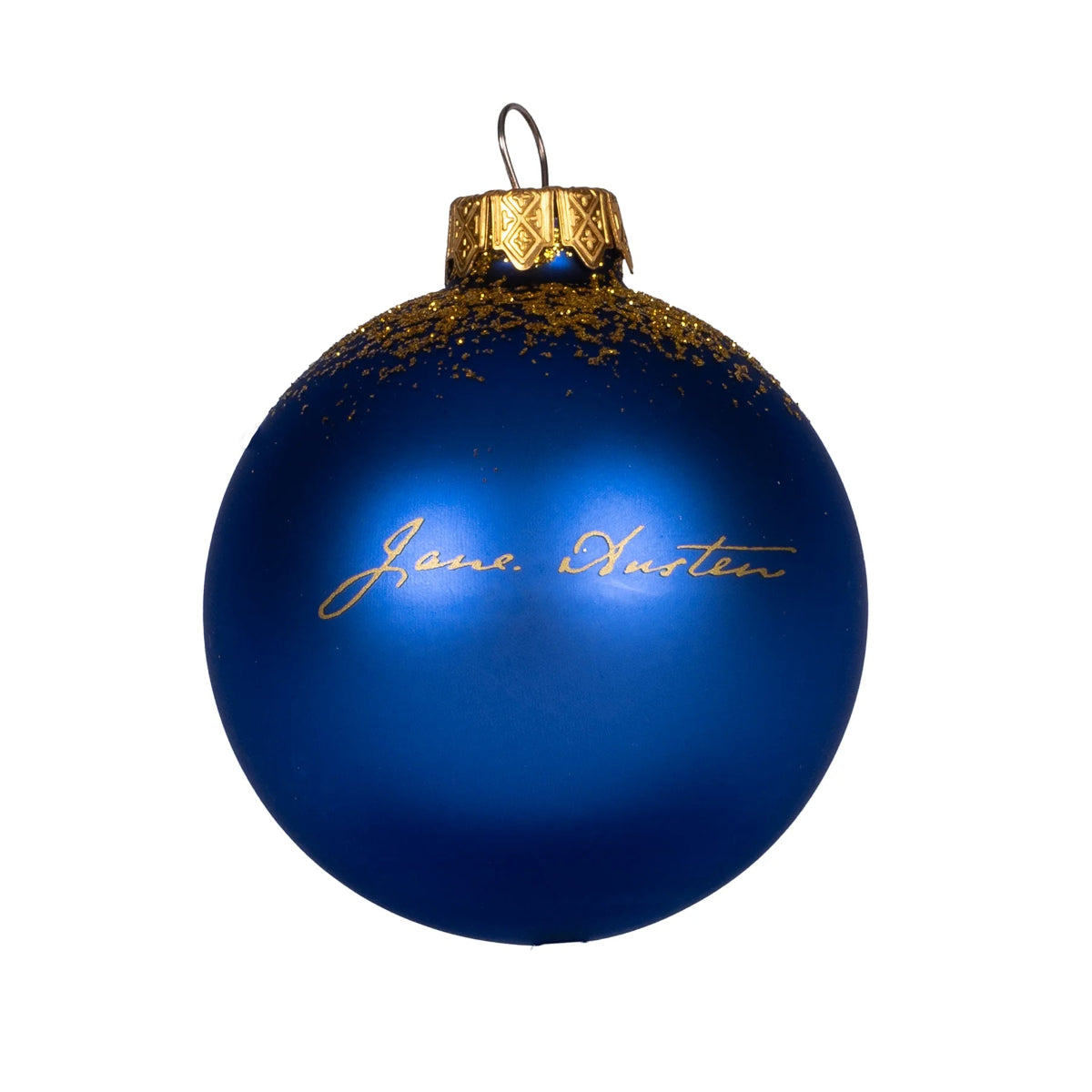 Close up of the signature design bauble of a white background.