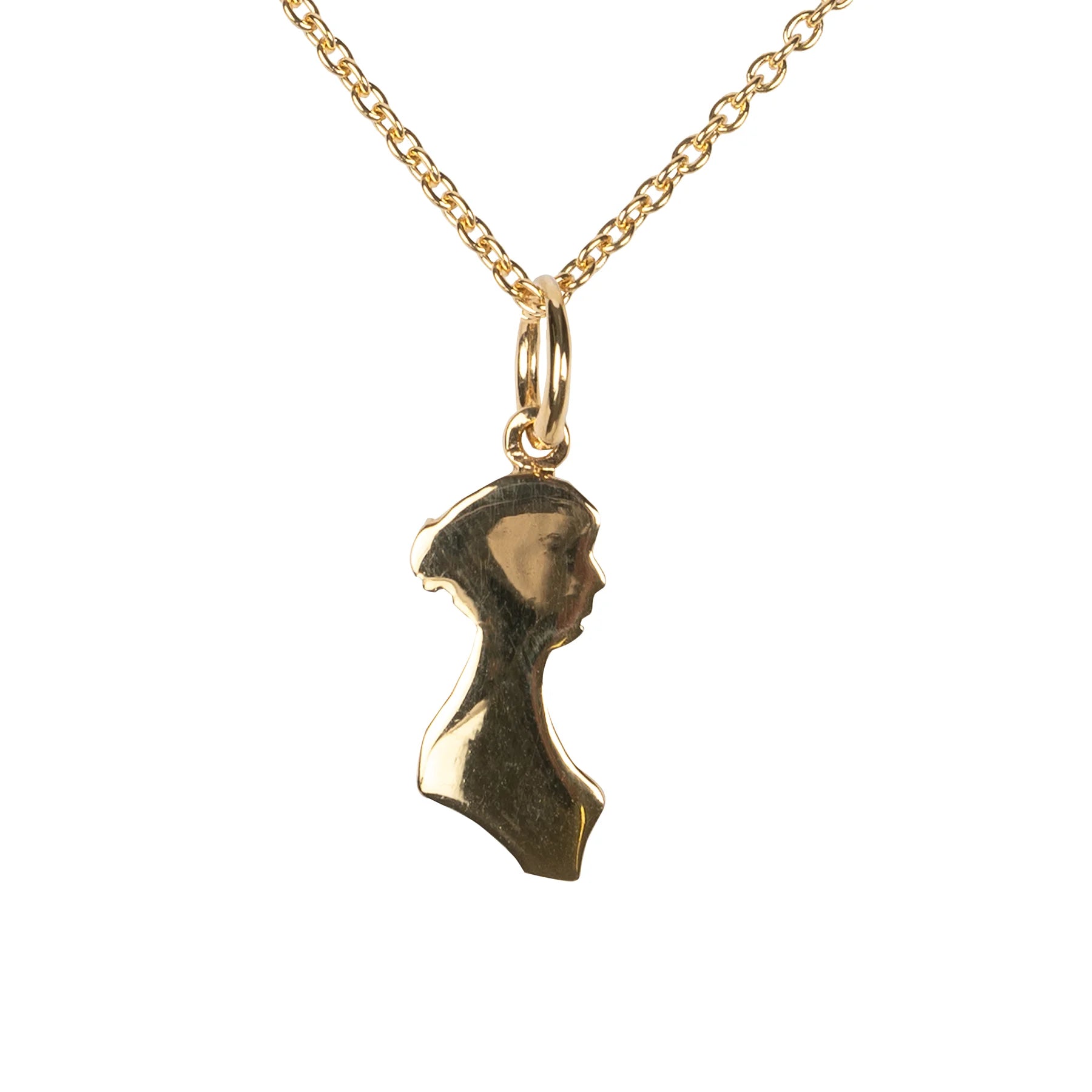 Jane Austen Silhouette Pendant Necklace in Gold