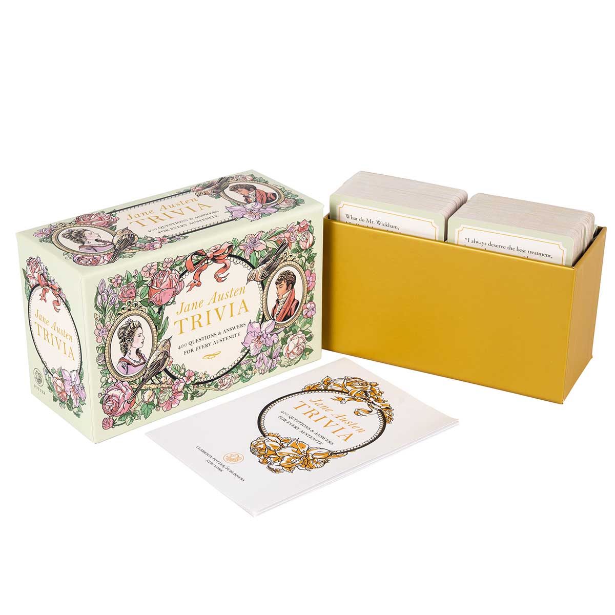 Jane Austen Trivia box, cards and instruction cards