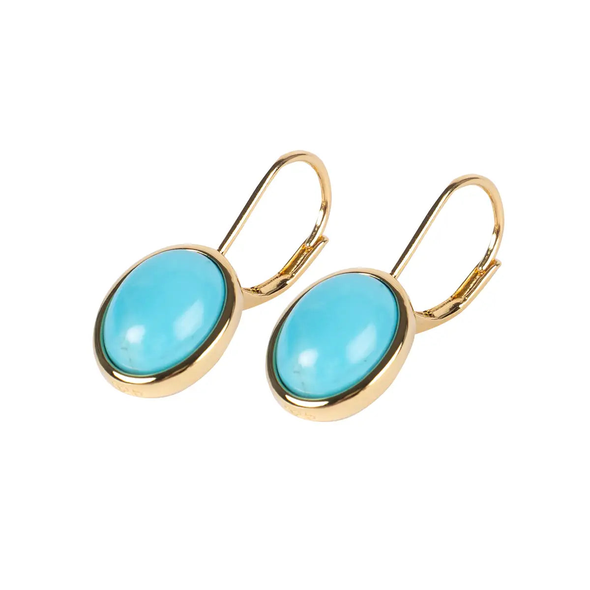 Gold Earrings with turquoise gem