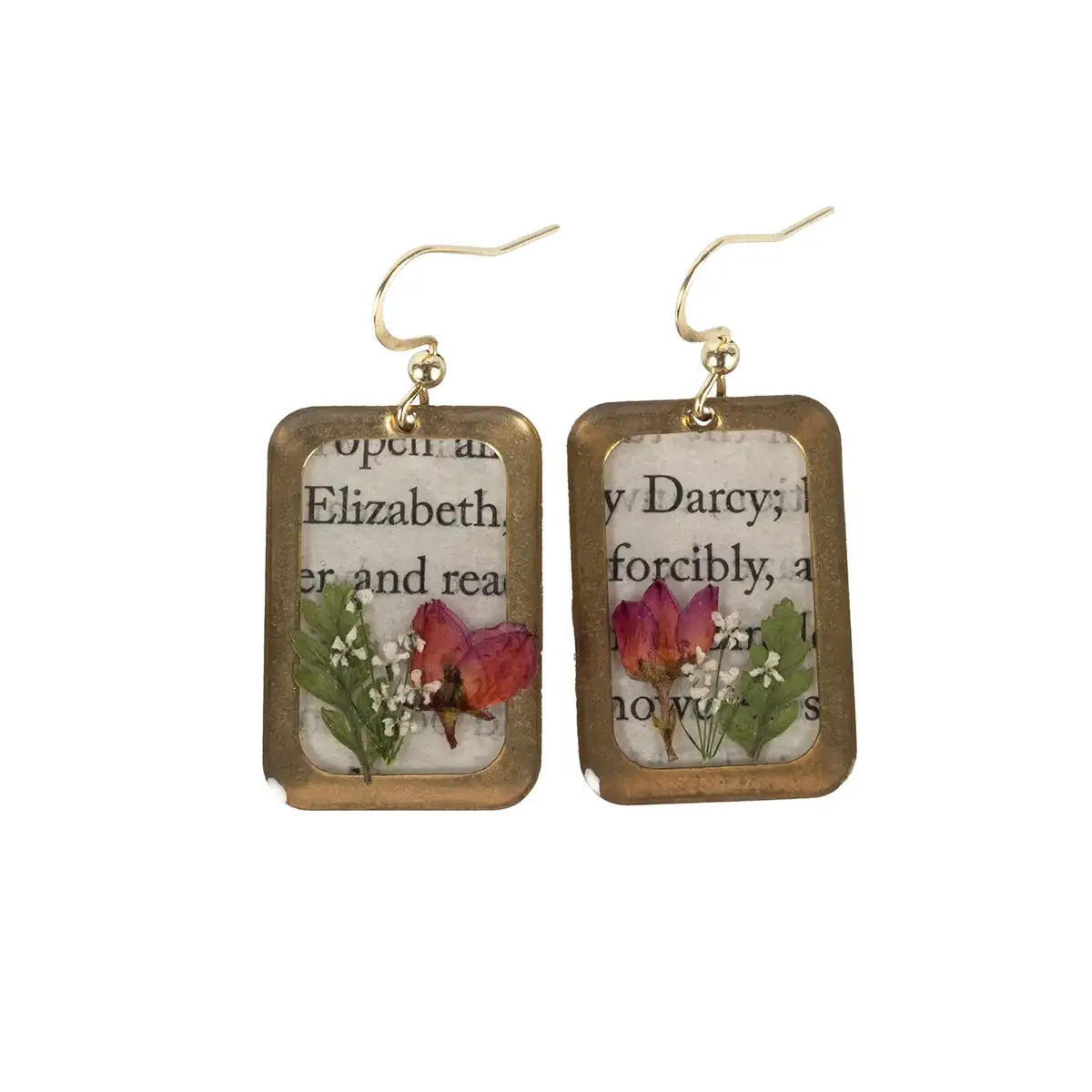 Jane Austen Book Page Fern Earrings