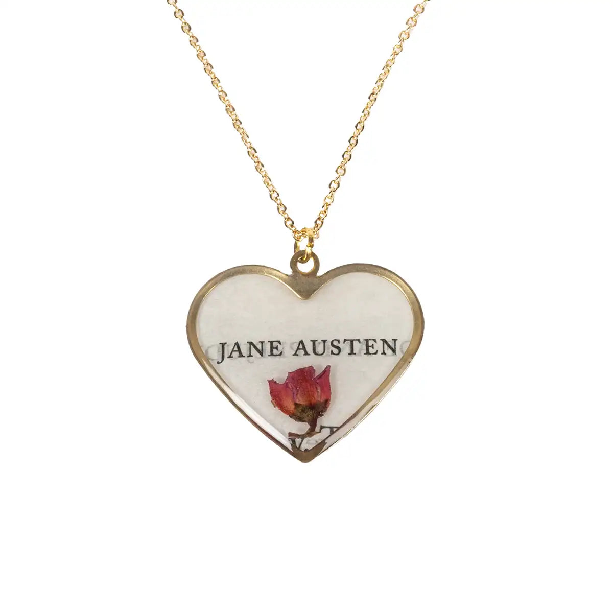 Jane Austen Heart Flower Necklace