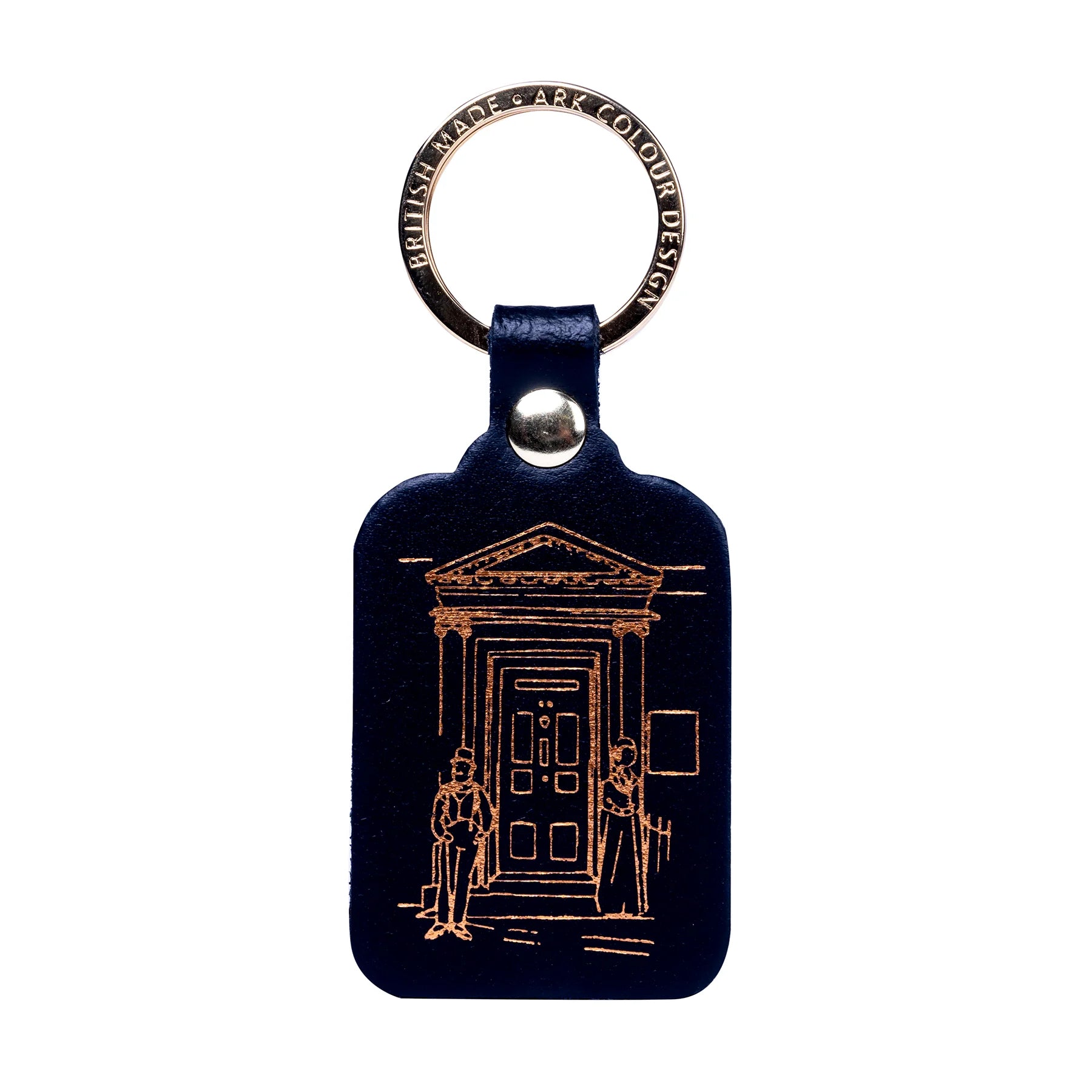 Black Leather Keyring featuring a gold embossed Regency doorway