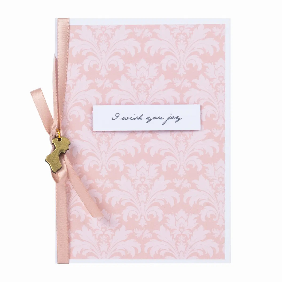 Pink Jane Austen themed greetings card featuring a quote from Jane Austen's poem 'Dear Frank, I Wish You Joy'