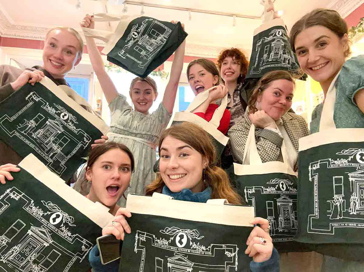 Tote Bag in Green carried by ladies at a festival