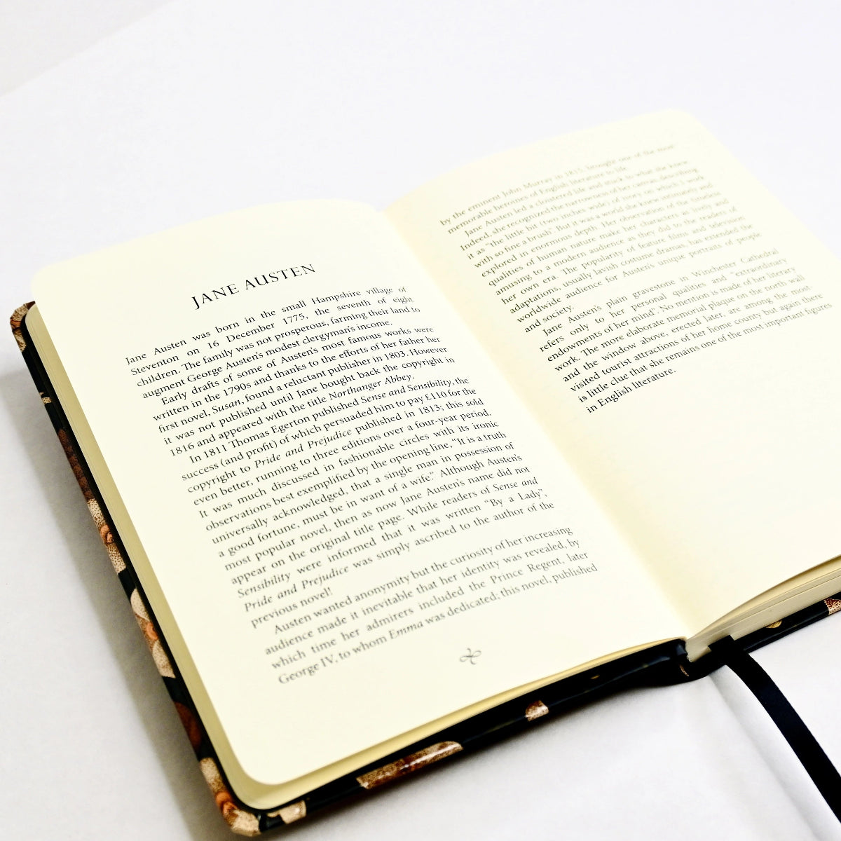 Journal opened to pages containing information about Jane Austen.