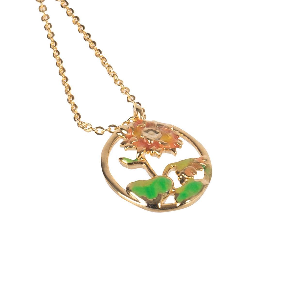 July Birth Flower necklace draped on an angle.