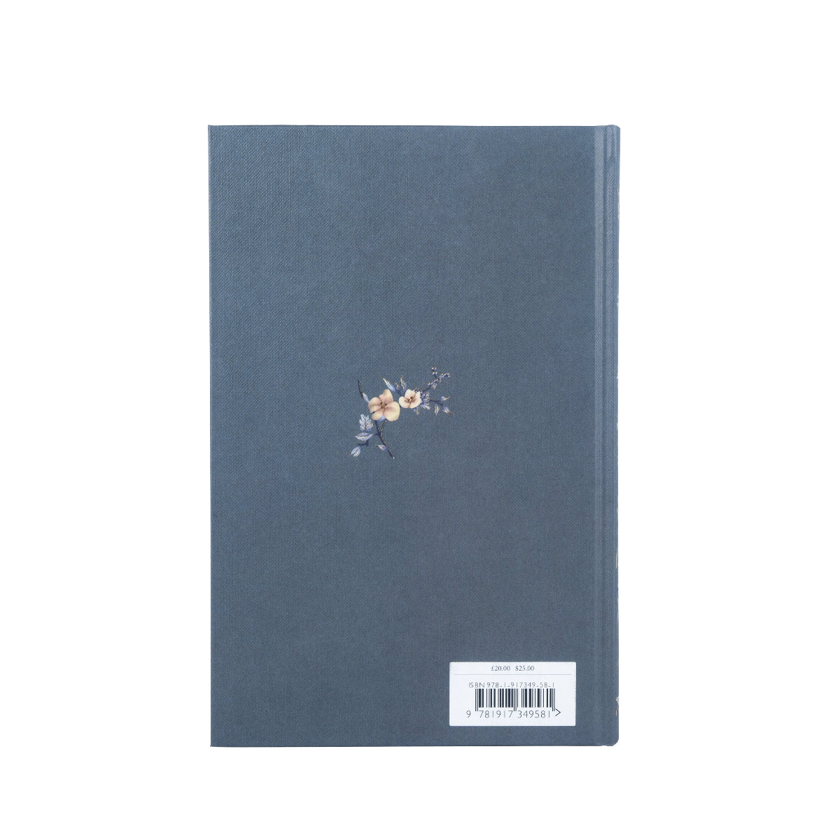 Back cover decorated with a blossoming yellow flower in centre of page