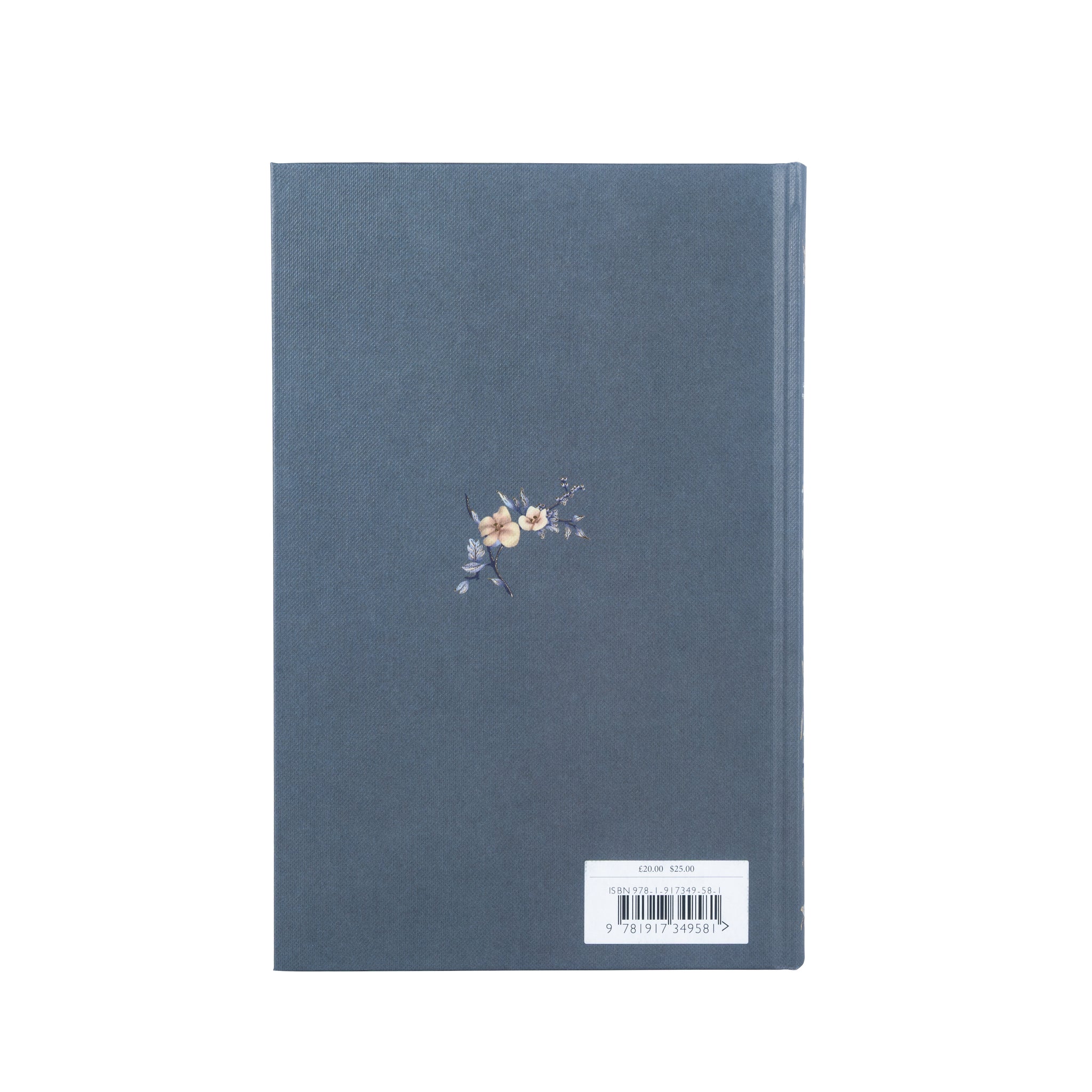 Back cover decorated with a blossoming yellow flower in centre of page