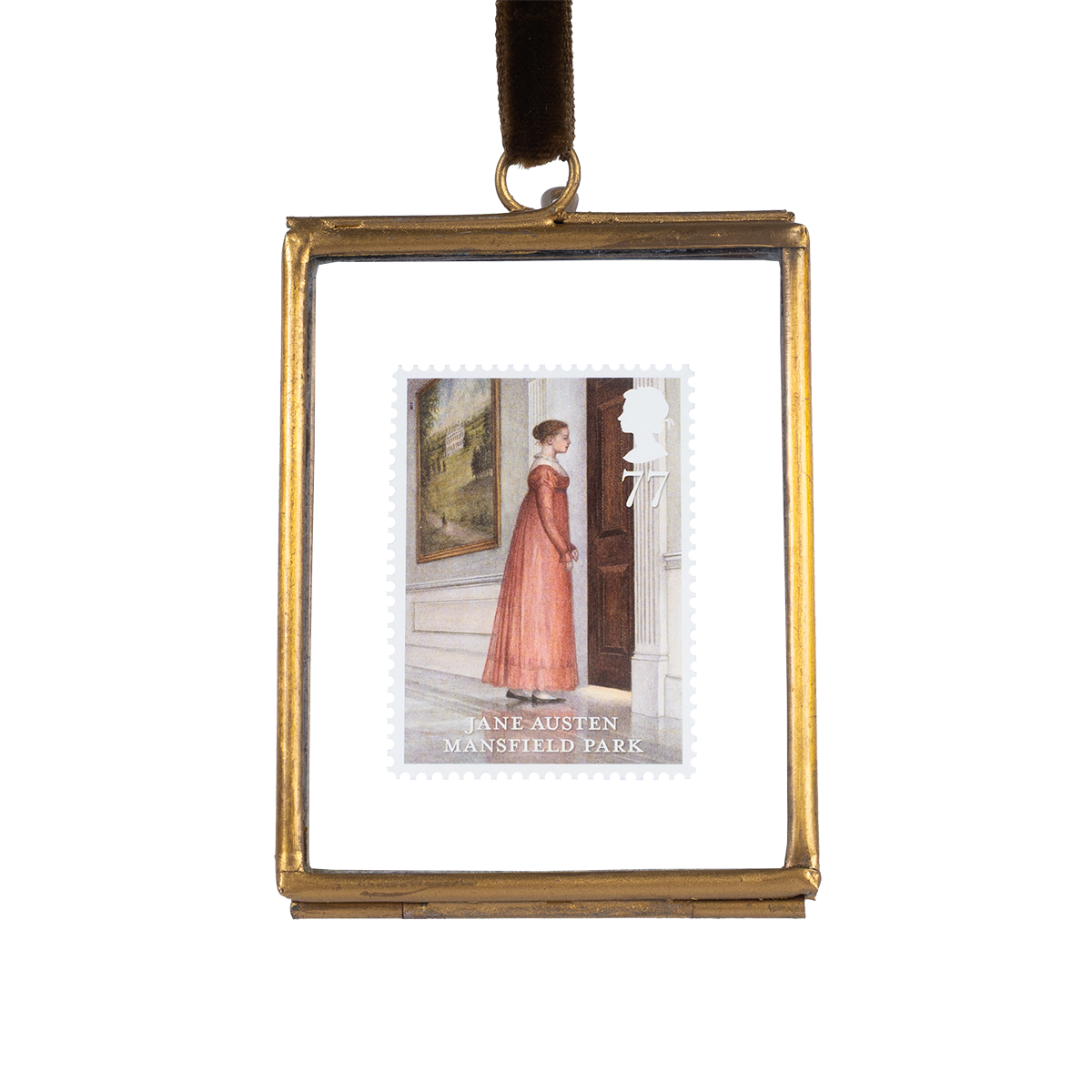 A framed limited edition commemorative stamp featuring Fanny Price, from Jane Austen's novel Mansfield Park