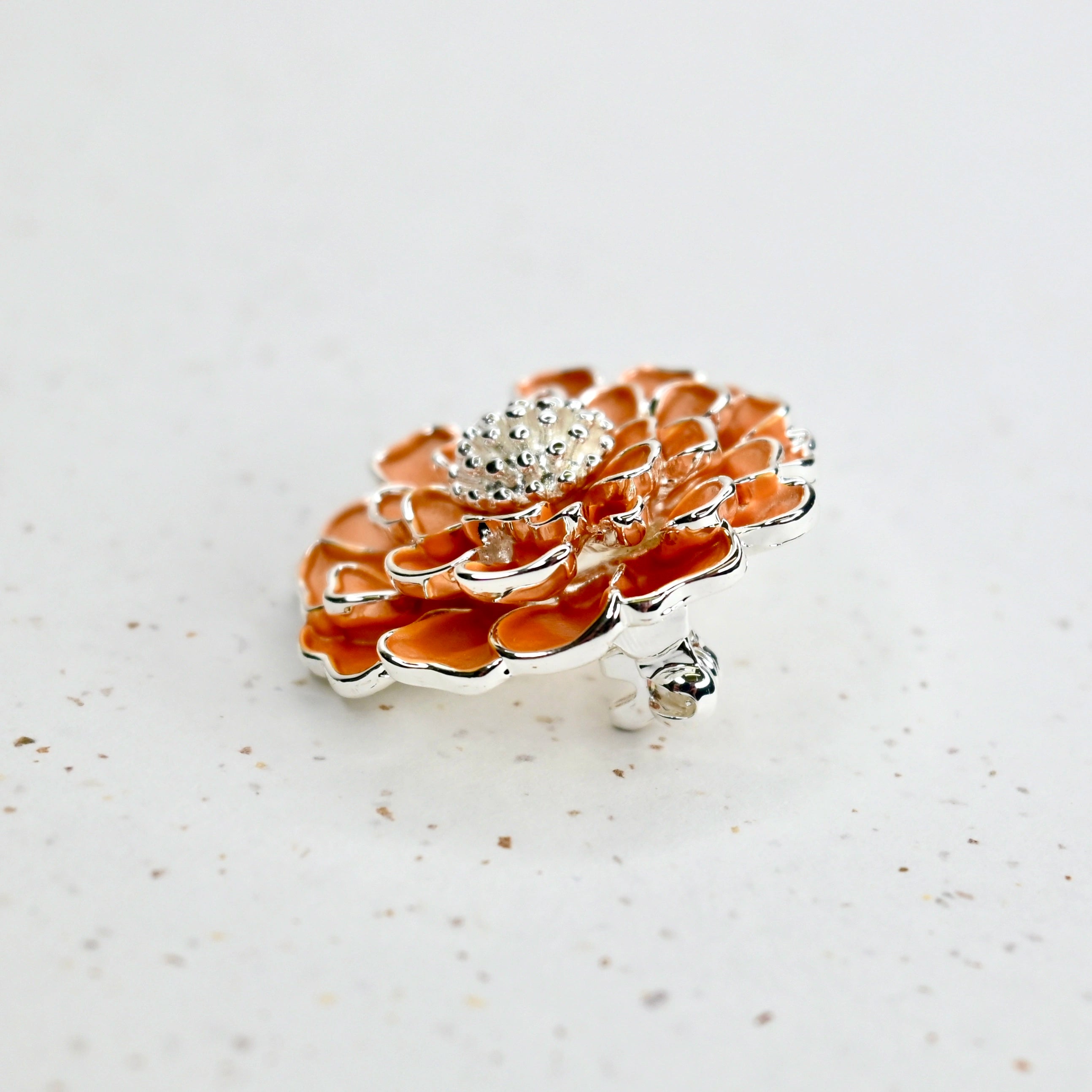 Chawton Marigold Handcrafted Brooch in Silver