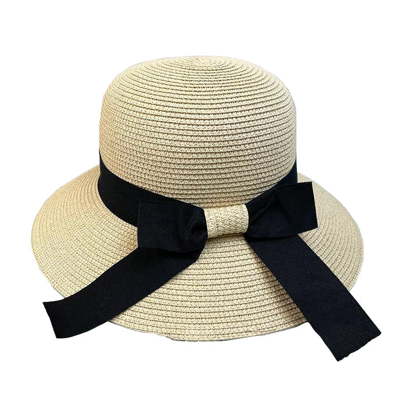 back view of Regency Bonnet Style Sun Hat with Black Ribbon