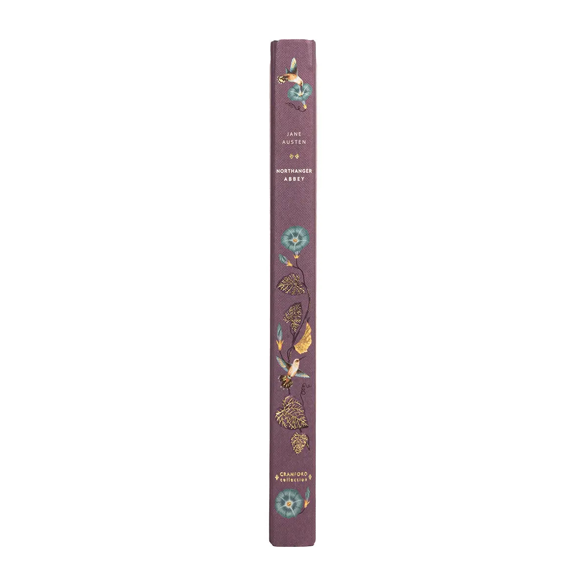 The spine of a hardcover edition of Northanger Abbey against a white background