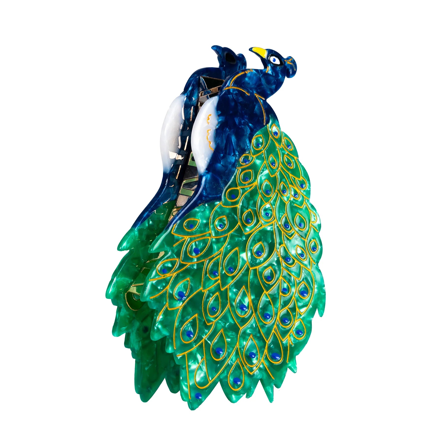 Peacock Bird Hair Claw Clip