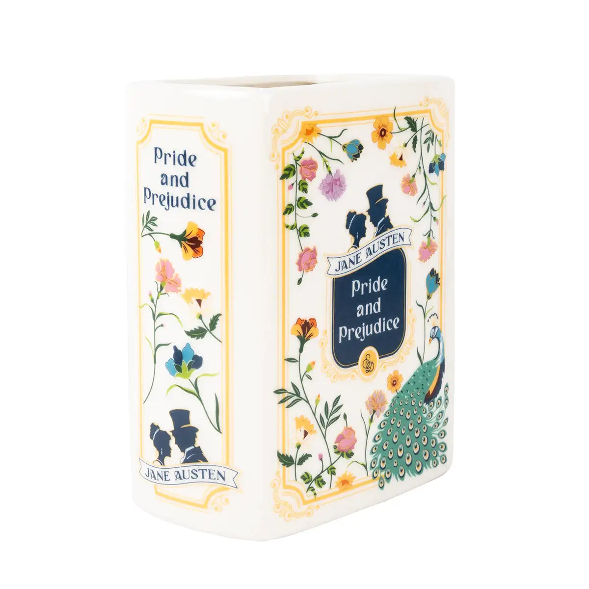 Side view of the vase - book spine showing.