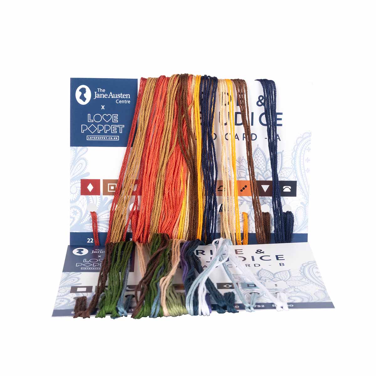 Threads in two packets: warm tones and cool tones.