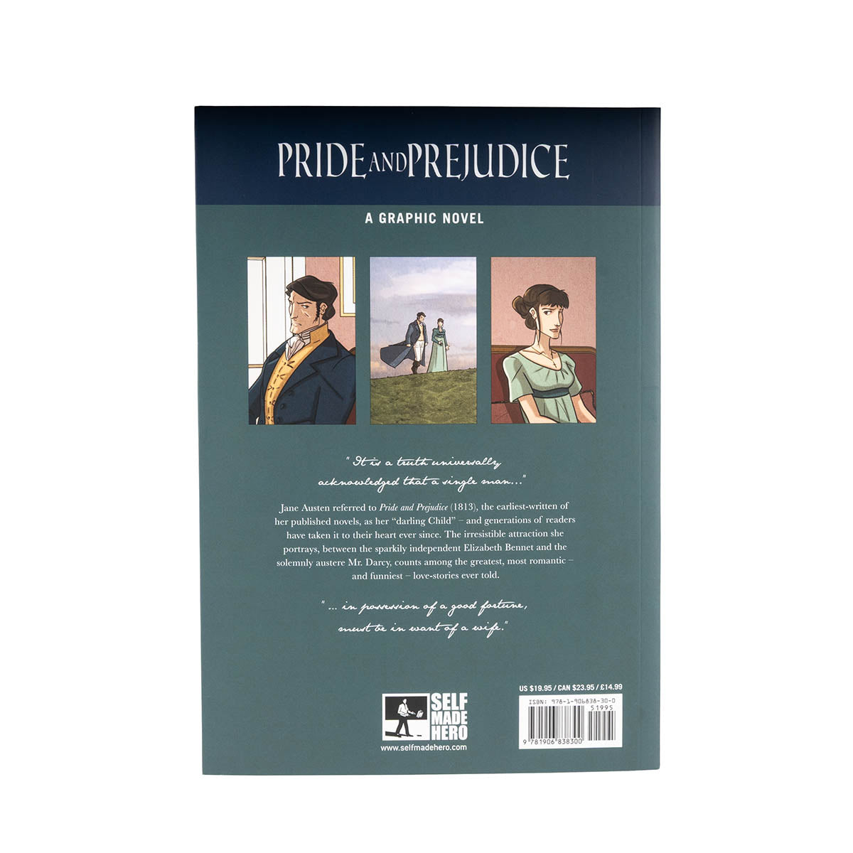 Back cover. Three illustrations of Darcy, Darcy and Lizzy and Lizzy on her own. 