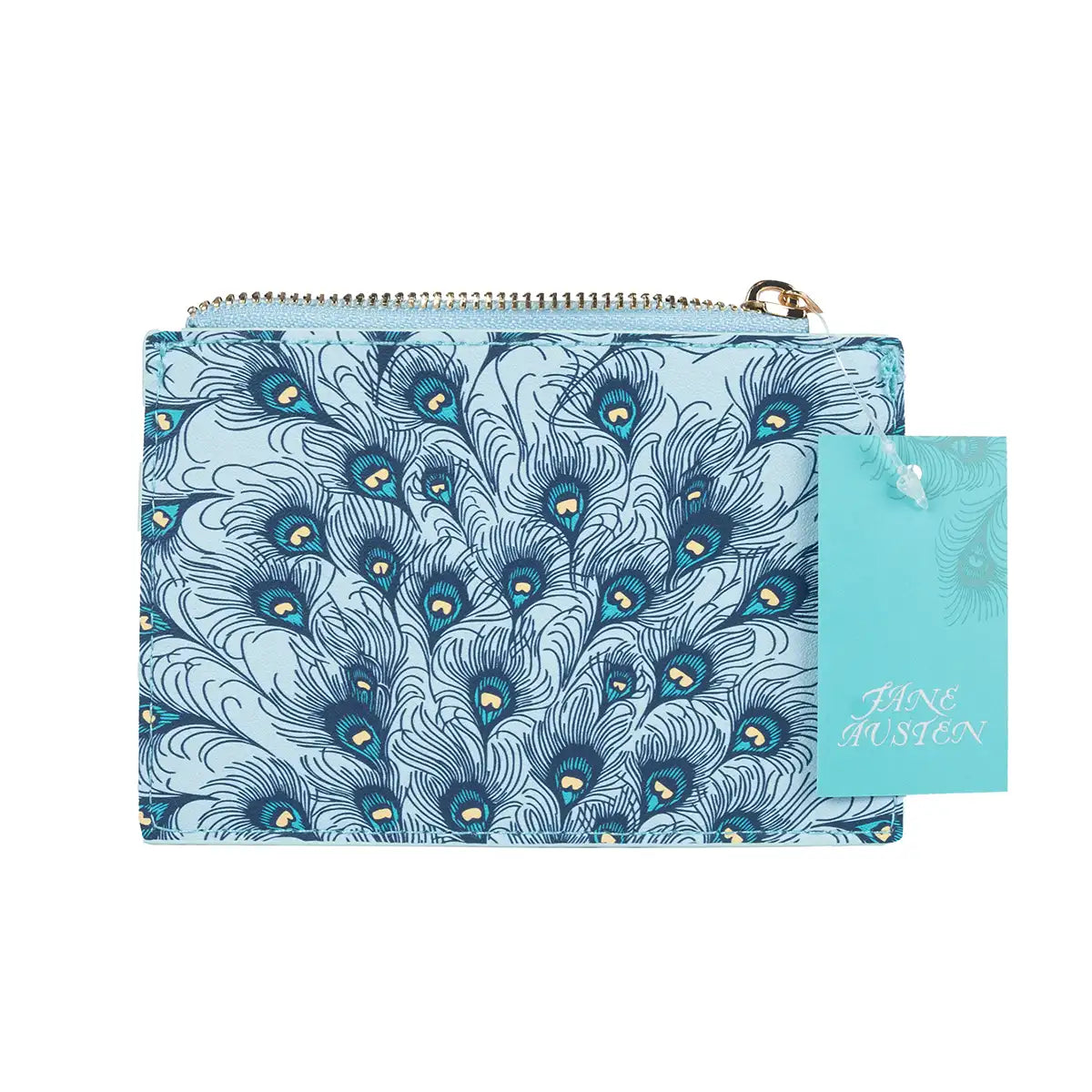 A peacock feather design in blue with a touch of yellow