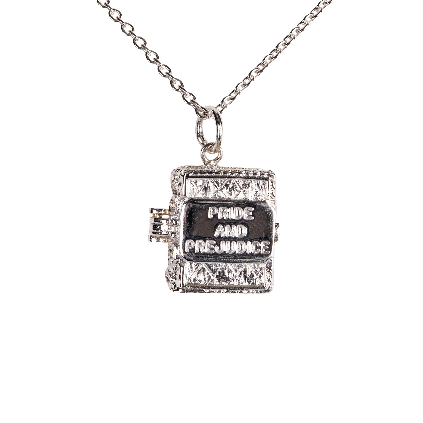 Pride and Prejudice Silver Book Charm Necklace