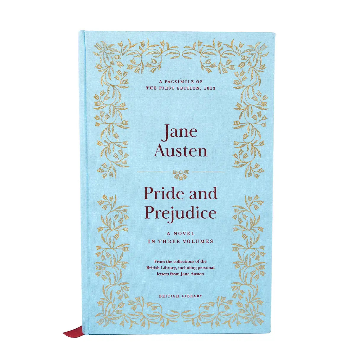 Book cover of 'Pride and Prejudice' by Jane Austen with decorative elements on a light blue cover.