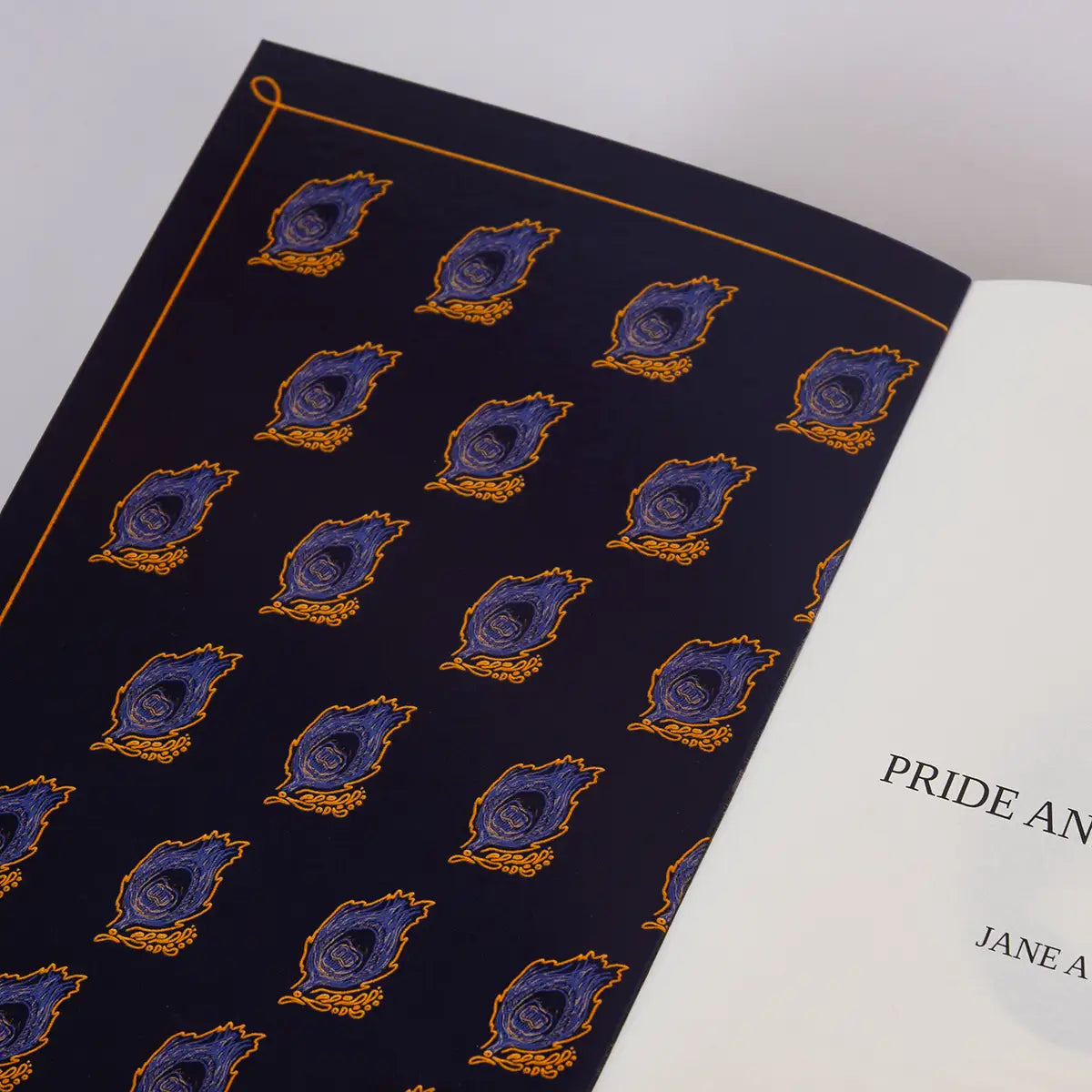 Interior print pattern on cover of Jane Austen Centre edition of Pride and Prejudice by Jane Austen