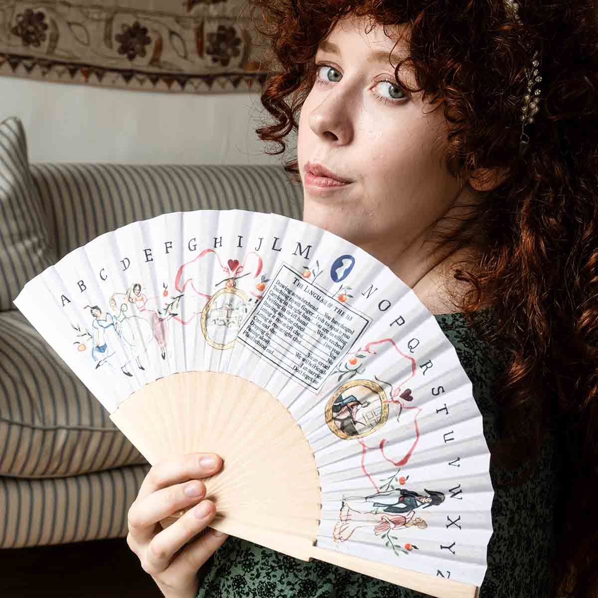 Regency Illustrated Hand Fan - Jane Austen Gifts