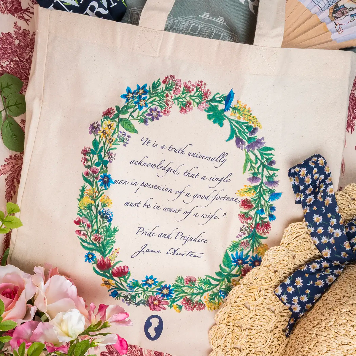 Pride and Prejudice Floral Tote Bag