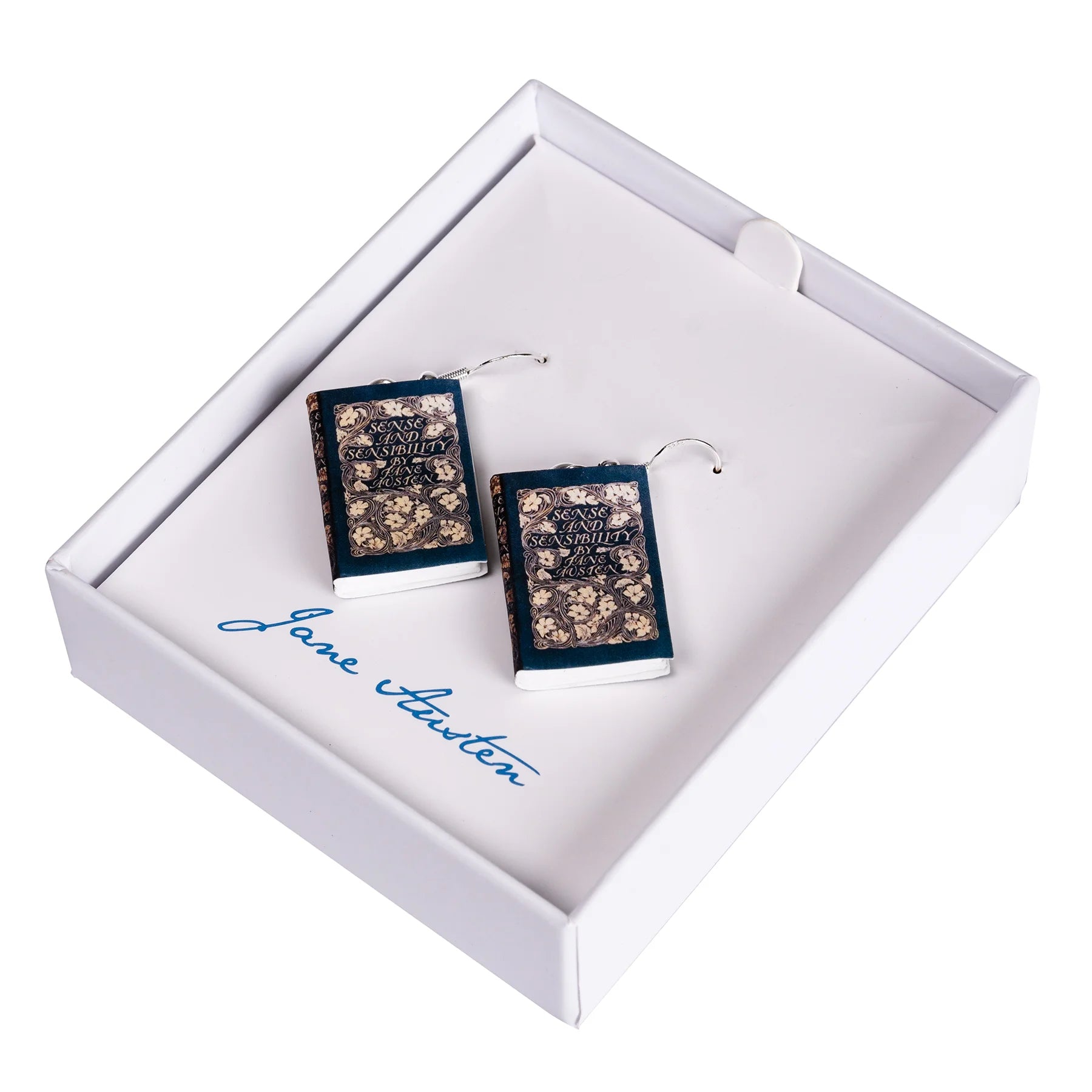 'Sense & Sensibility' Book Cover Earrings in Silver