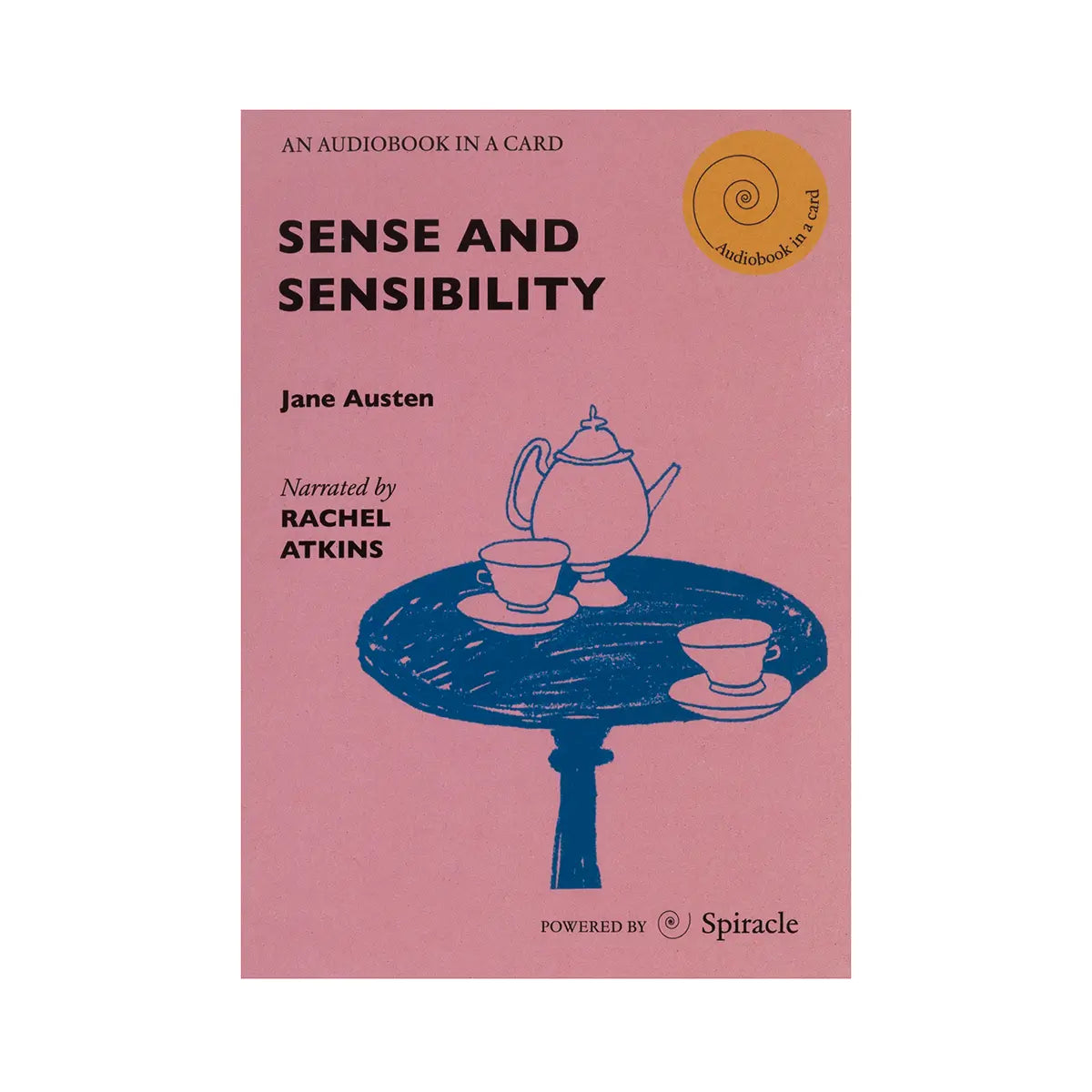 Sense and Sensibility audiobook in a card against white background
