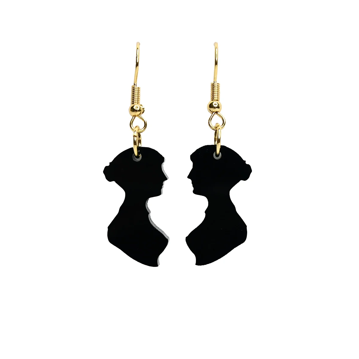 Pendientes de silueta de Jane Austen en oro - Jane Austen Gifts