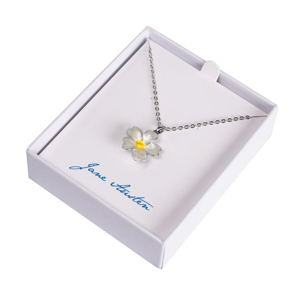 Primrose necklace in a Jane Austen branded gift box.