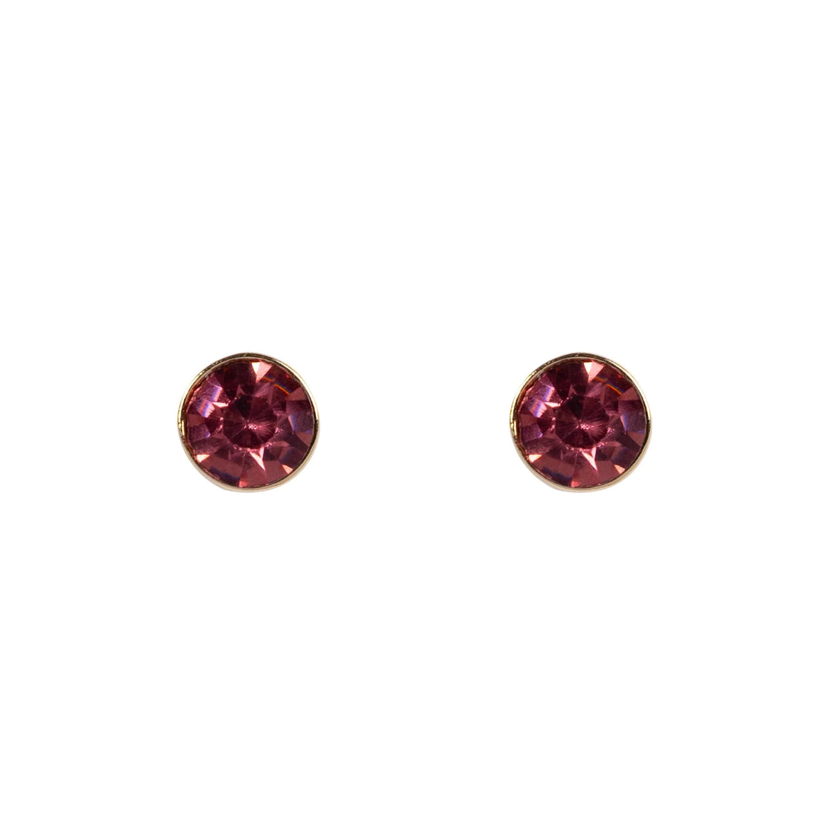 Pink Zircon style stud earring cubic zirconia encased in gold plate with stud and butterfly fastening. 