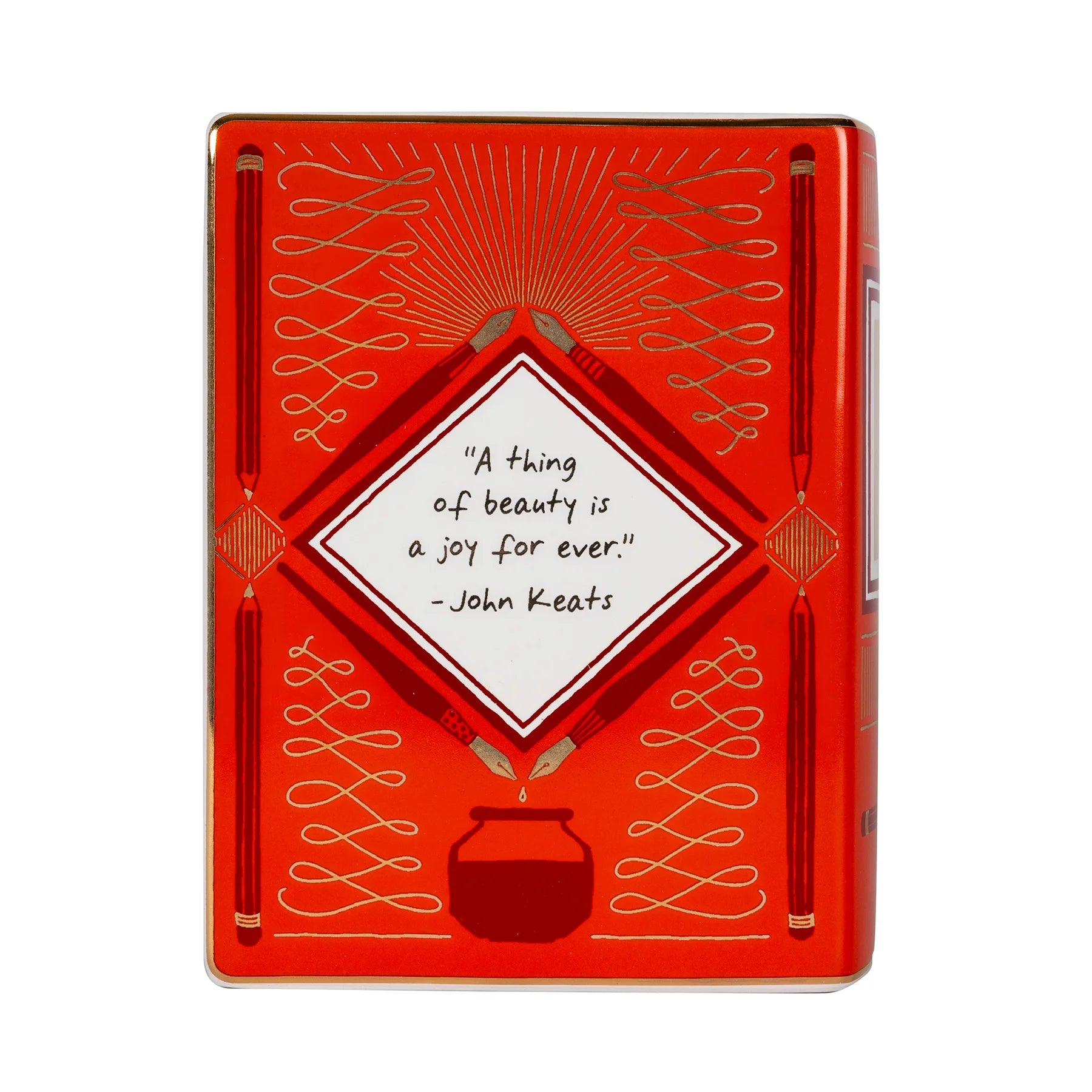 De bijbehorende keramische boekpen van de schrijver