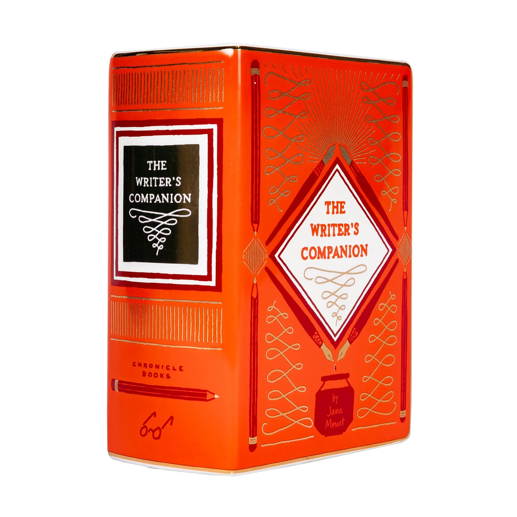 De bijbehorende keramische boekpen van de schrijver