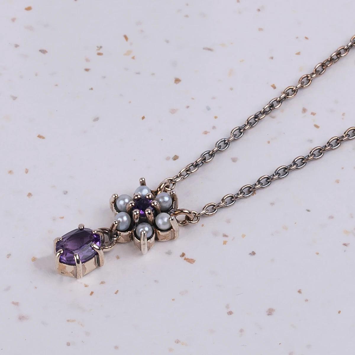 Charlotte Amethyst and Freshwater Pearl Necklace - JaneAusten.co.uk